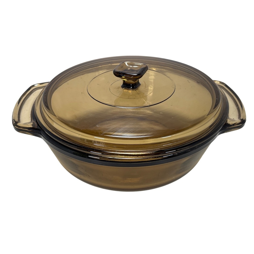 Anchor Hocking Amber Glass Casserole Dish with Lid 1.5 Quart Vintage 1037 USA
